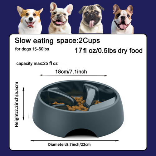 Short snout dogs slow feeder bowl